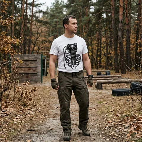 Футболка Cavalier White з принтом Grenade scull DTG