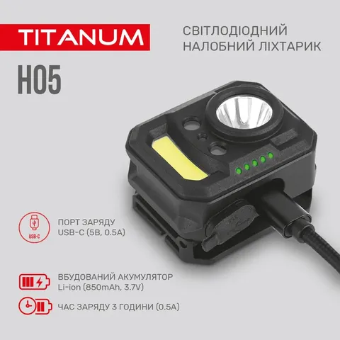 Налобний світлодіодний ліхтарик TITANUM TLF-H05 250Lm 6500K — фото 10