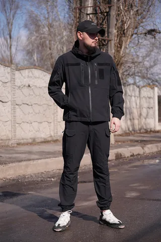 Тактичний костюм Tactical Flex Pro FS (4WStretch) Чорний (куртка та штани) — фото 7