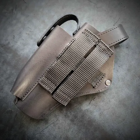 Шкіряна кобура під АПС на MOLLE | чорна — фото 4