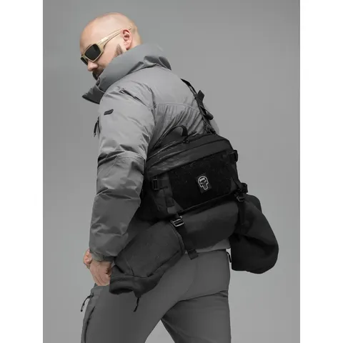 Поясна сумка BEZET Iron чорна (тактична бананка 8.4 л, MOLLE, 900D) — фото 6