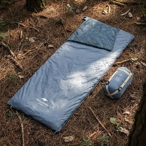 Спальник надлегкий Naturehike Ultralight LW180 NH21MSD09 лівий, (15°C), p-p M, сіро-синій — фото 3