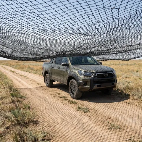 Антидронова сітка (6×45 м) вічко 50 мм, нитка 1,8 мм, чорна міцна сітка для захисту техніки та позицій