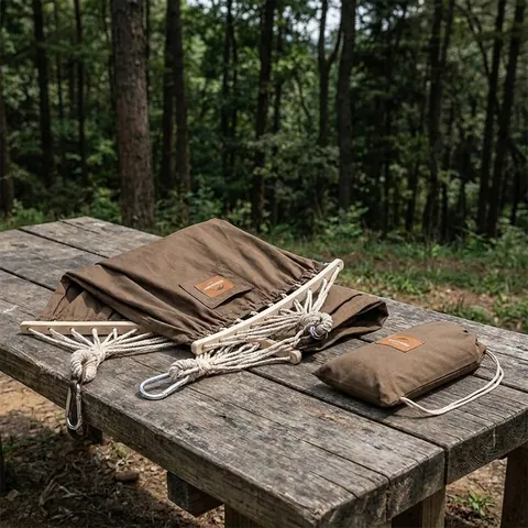 Одномісний гамак без перекидання Naturehike бавовна, коричневий