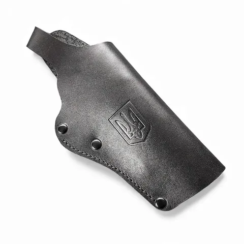 Шкіряна кобура поясна під Colt | чорна з гербом України — фото 4