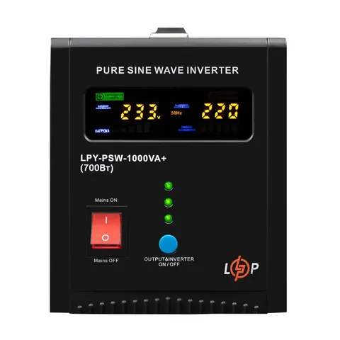 ДБЖ LogicPower LPY-PSW-1000VA+ (700Вт) 10A/20A з правильною синусоїдою 12V — фото 2