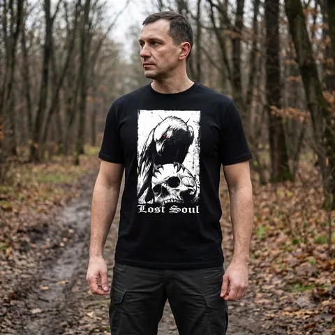 Футболка з принтом "Lost Soul" кулір DTG чорна