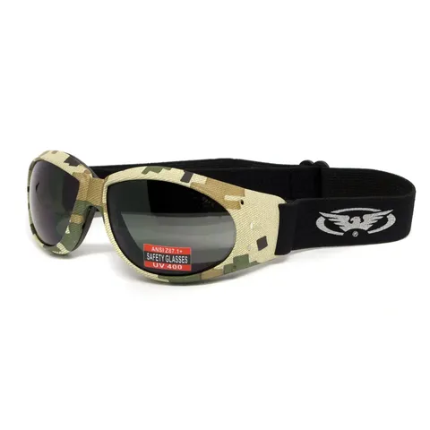 Окуляри захисні з ущільнювачем Global Vision Eliminator Camo Pixel (gray), сірі в камуфльованій оправі, Камуфляж — фото 2