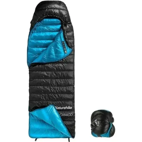 Спальник з натуральним пухом Naturehike CW400 NH18C400-D, p-р L, чорно-блакитний — фото 4