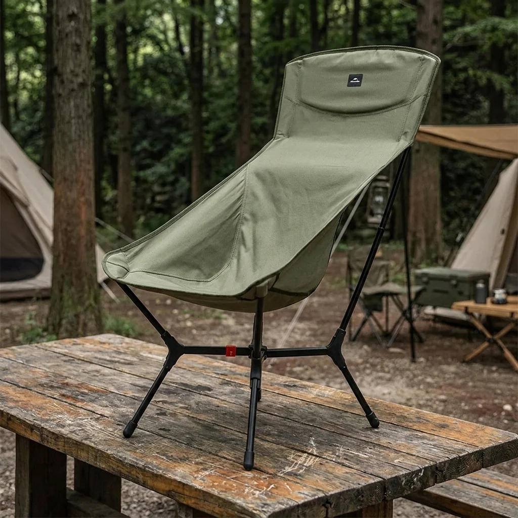 Стілець складаний ультралегкий Naturehike CNK2550JJ013 Yamami YL01, розмір L, алюміній, оливковий