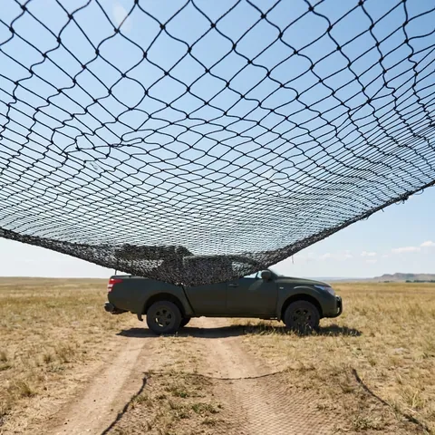 Антидронова сітка (4×6 м) вічко 100 мм, нитка 1,8 мм, чорна міцна сітка для захисту техніки та позицій