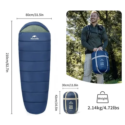 Спальник з капюшоном Naturehike MJ600 CNK2300SD014, темно-блакитний — фото 4