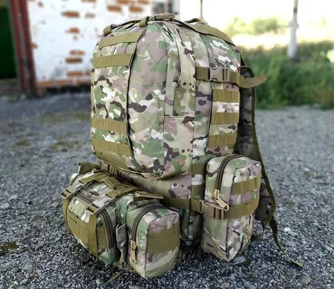 Тактичний рюкзак Molle Assault 55л + (3 органайзери) Мультикам — фото 7