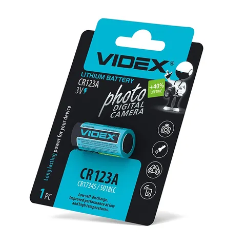 Батарейка літієва Videx CR123A 1шт BLISTER CARD — фото 2