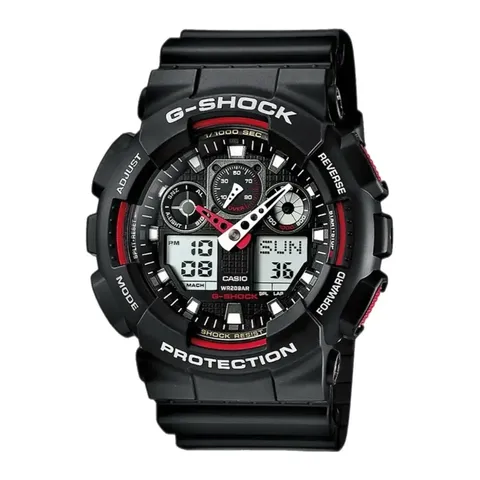 Годинник Casio G-SHOCK GA-100 - чорний/червоний — фото 2
