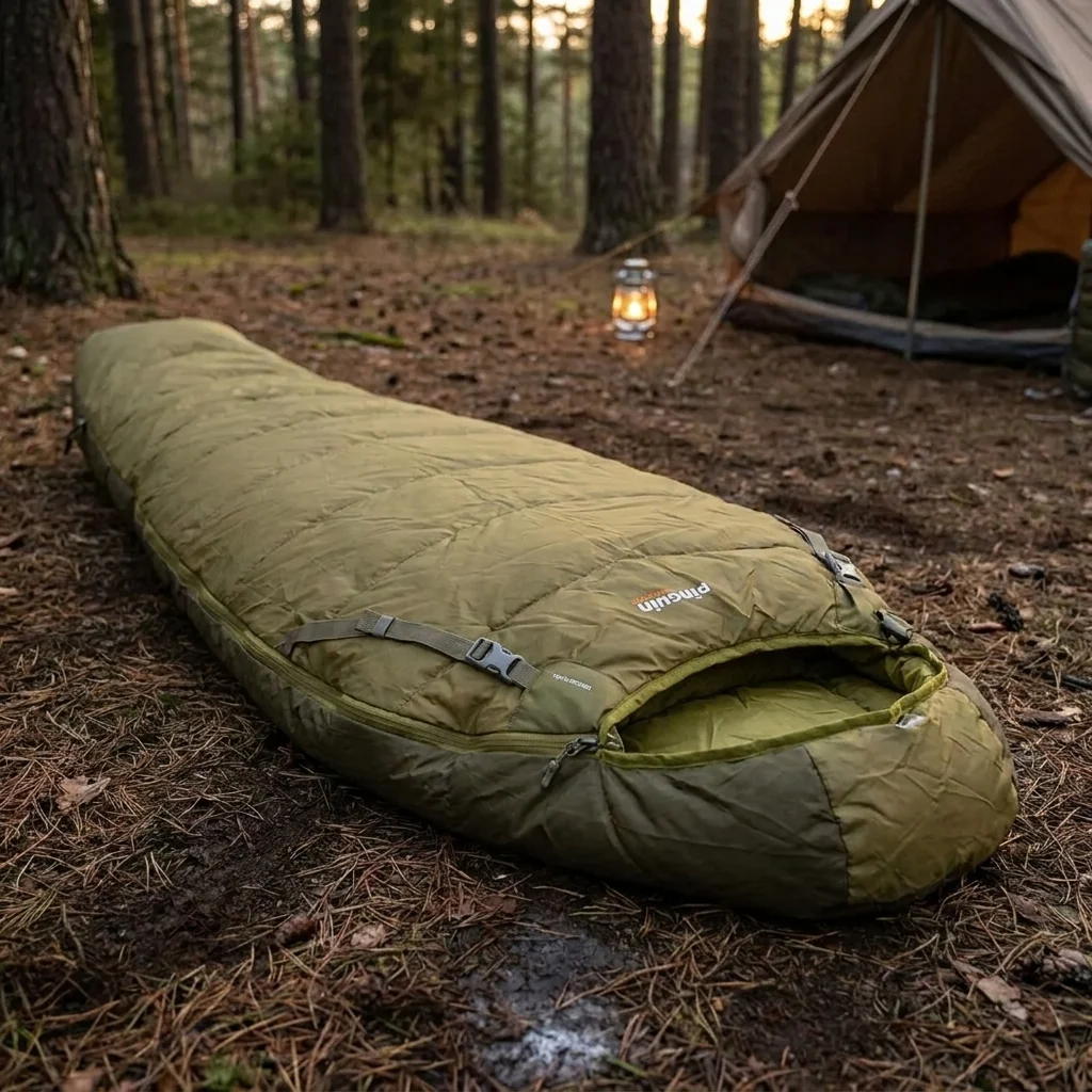 Спальний мішок Pinguin Tramp (11/7°C), 185 см - Right Zip, Хакі
