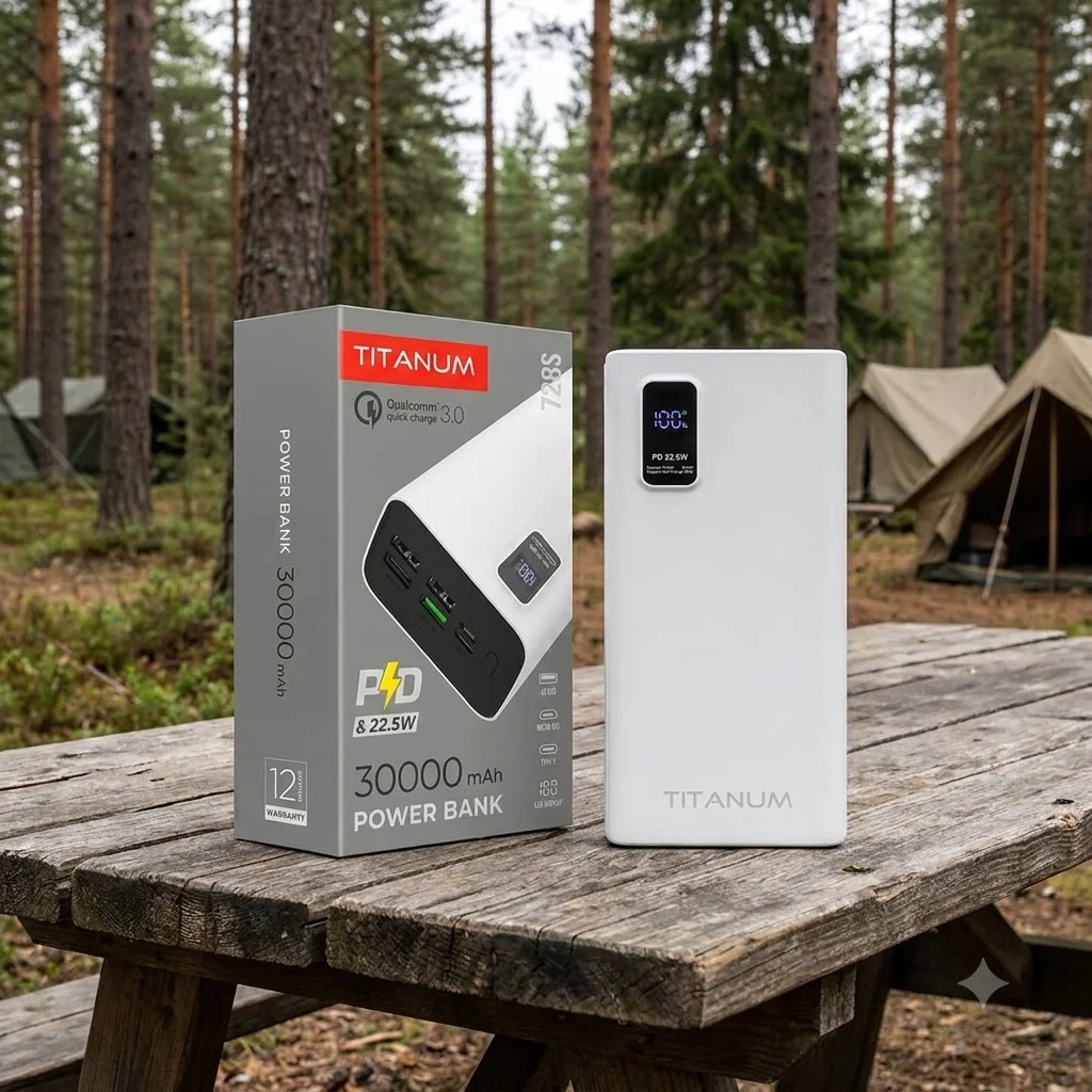 Повербанк TITANUM 728S 30000mAh 22.5W White
