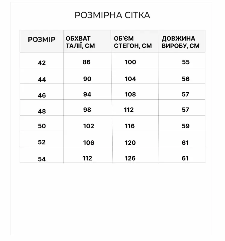 Таблиця розмірів Шорти тактичні Oper FS Rip-Stop мультикам-48