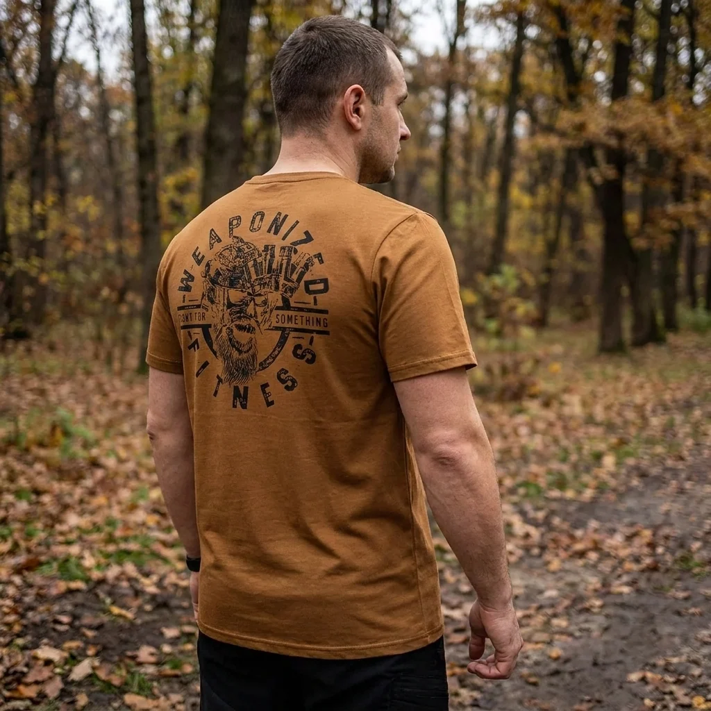 Футболка з принтом Weaponized Fitness Необмежено придатний кулір шовкографія койот
