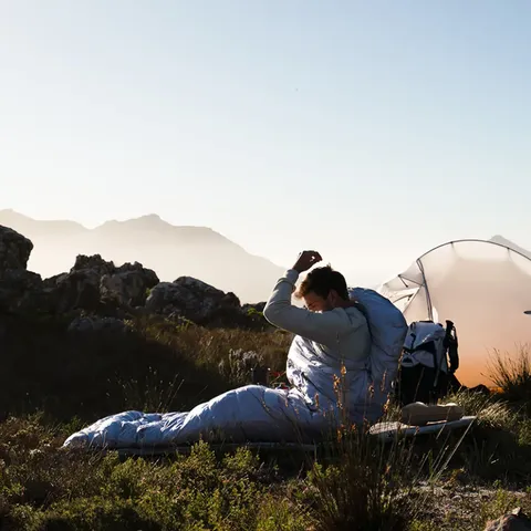 Спальник з натуральним пухом Naturehike CW700 CNK2450WS048, p-р M, чорно-блакитний — фото 8