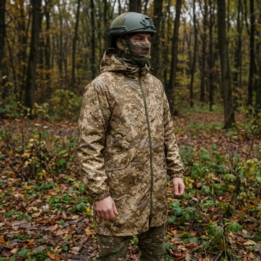 Плащ-дощовик з запаяними швами піксель