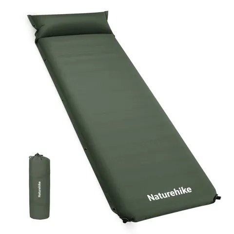 Килимок самонадувний одномісний з подушкою Naturehike CNK2450WS020, 100 мм, темно-зелений — фото 2