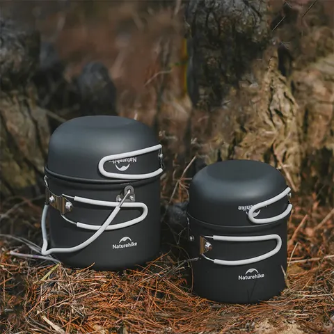 Набір посуду (2 каструлі, 2 кришки) Naturehike NH18T018-G, алюміній — фото 12