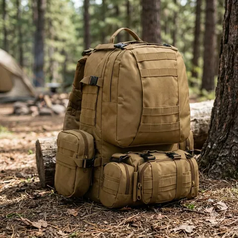 Тактичний рюкзак Molle Assault 55л + (3 органайзери) Койот — фото 3