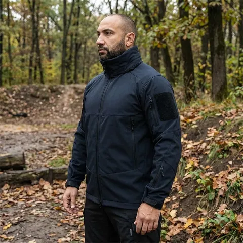 Трьохшарова темно-синя куртка Phantom System з матеріалу SoftShell (7292L)