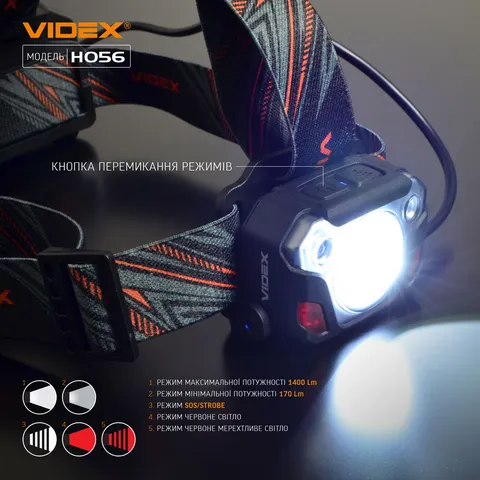 Налобний світлодіодний ліхтарик VIDEX VLF-H056 1400Lm 6500K — фото 8