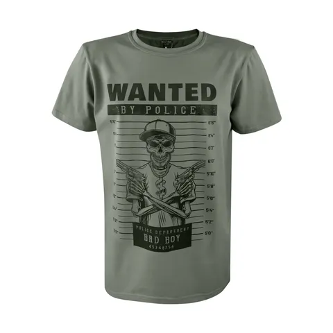 Футболка з принтом Wanted Bad Boy кулір шовкографія хакі 3XL — фото 2