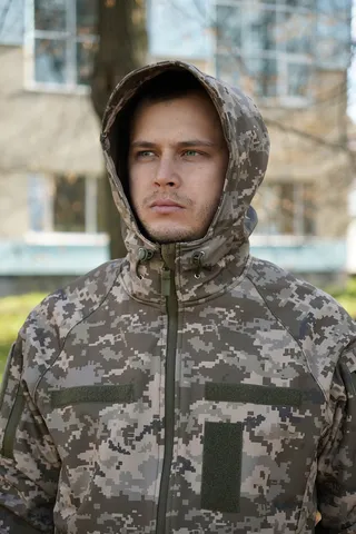 Куртка Windproof Softshell вітрозахисна (піксель), водостійка, фліс 320 г/м² — фото 11