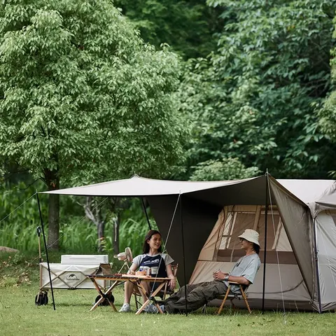Намет з навісом Naturehike Village CNK2300ZP022, коричневий великий — фото 10