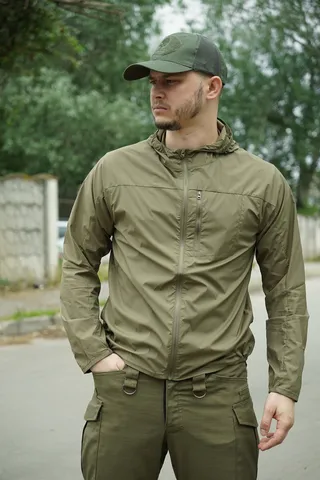Літня куртка-вітровка хакі кольору — фото 8