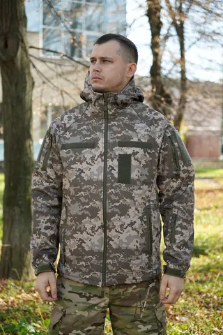 Куртка Windproof Softshell вітрозахисна (піксель), водостійка, фліс 320 г/м² — фото 8