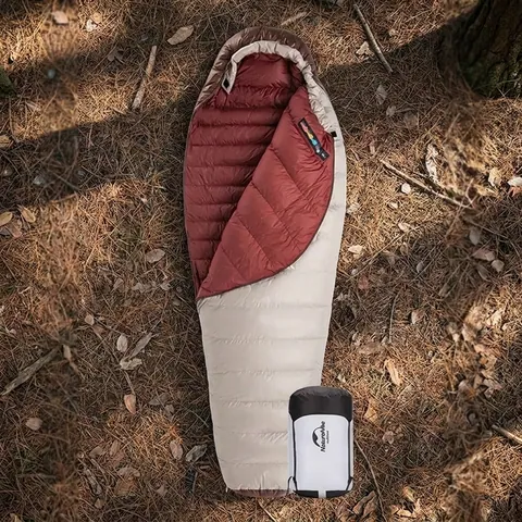 Спальник з натуральним пухом Naturehike Snowbird NH20YD001, p-р L, коричневий 380 г — фото 3