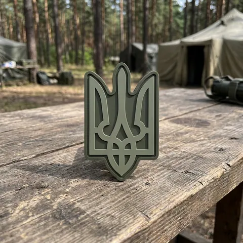 ПВХ Патч (шеврон) "Герб" фігурний олива