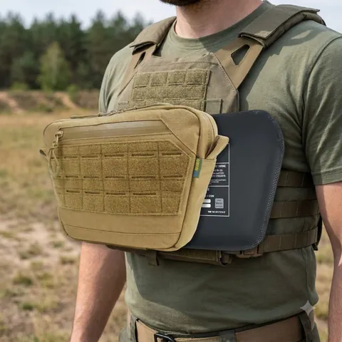 Сумка-напашник M Kiborg з балістичним пакетом 1 клас захисту Militex GU Сordura Coyote