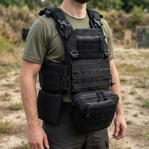 Комплект плитоноска Kiborg Gen.2 + 2 підсумки з балістичним захистом 2 класу — Чорний
