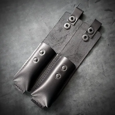 Шкіряний підсумок під магазин Glock 19 (паучер)| подвійний, чорний — фото 2