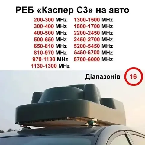 Купольний РЕБ на авто «Каспер C3» на 16 діапазонів (200МГц - 1500МГц; 2.4G; 5.2G; 5.8G) — фото 2