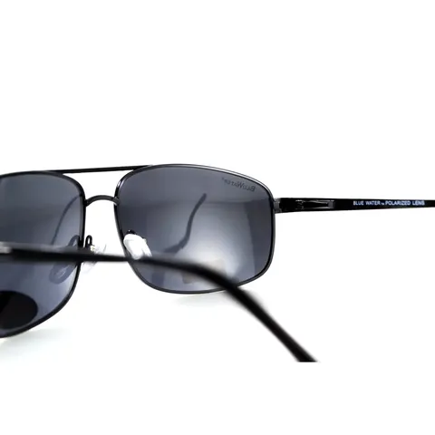 Окуляри поляризаційні BluWater Navigator-2 Polarized (gray), чорні в металевій оправі, Чорний — фото 7