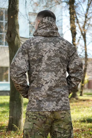 Куртка Windproof Softshell вітрозахисна (піксель), водостійка, фліс 320 г/м² — фото 9