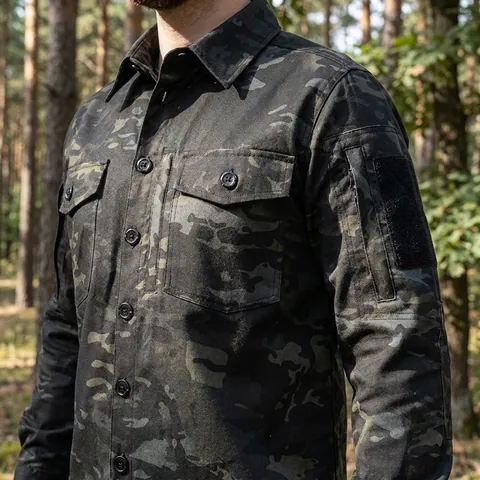 Сорочка тактична Operator 5 Twill чорний мультикам на ґудзиках — фото 3