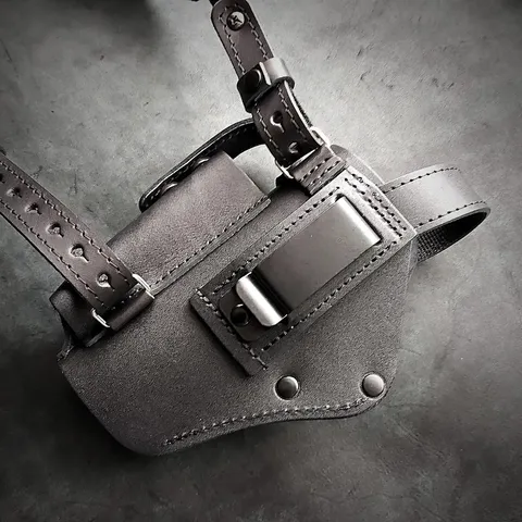 Шкіряна оперативна кобура під Glock 17 | прихованого носіння| чорна — фото 6