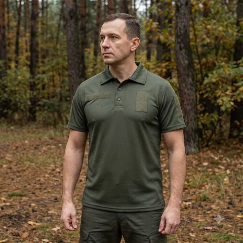 Тактична футболка поло олива Military