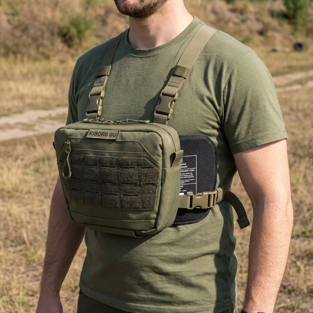 Сумка-напашник XL з балістичним пакетом 1 клас захисту Kiborg GU Сordura Khaki