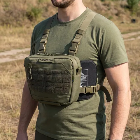 Сумка-напашник XL з балістичним пакетом 1 клас захисту Kiborg GU Сordura Khaki