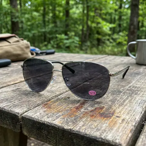 Окуляри біфокальні (захисні) Global Vision Aviator Bifocal (+2.5) (gray), чорні біфокальні лінзи в металевій оправі, Чорний
