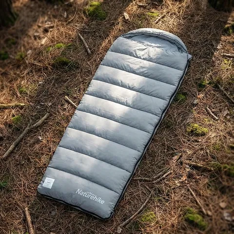 Спальний мішок з капюшоном із звичайним мішком для зберігання Naturehike M300 CNK2350WS023, сірий, лівий — фото 3